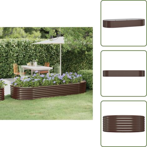 Fioriera in acciaio zincato - vidaXL Letto Giardino Acciaio Zincato 249x100x36cm Marrone -