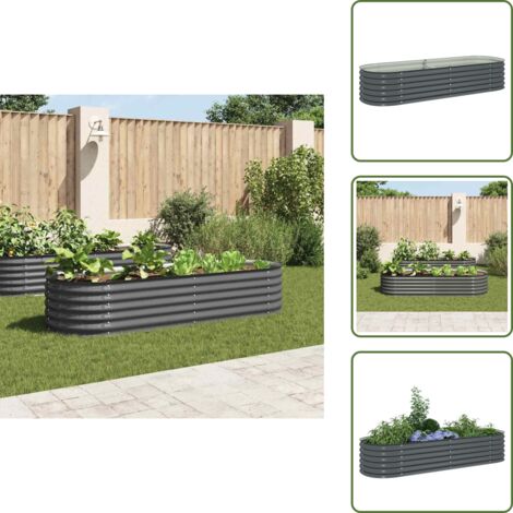 Fioriera in acciaio zincato - vidaXL Letto Rialzato Giardino 240x80x44 cm in Acciaio Zincato Grigio - Letto da balcone