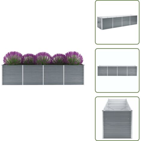 Fioriera in acciaio zincato - vidaXL Letto Rialzato Giardino in Acciaio Zincato 320x80x77 cm Grigio -