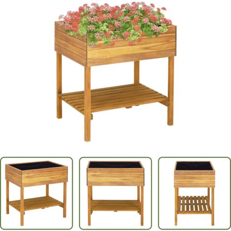 Fioriera in legno -  Fioriera Alta 78,5x58,5x78,5cm in Legno Massello di Acacia
