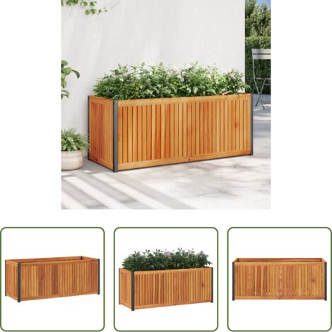 Fioriera in legno -  Fioriera da Giardino 110x45x44 cm in Legno Acacia e Acciaio