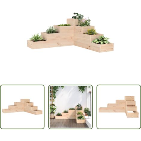 Fioriera in legno -  Fioriera da Giardino 4 Ripiani 80,5x79x36cm Legno Massello Pino