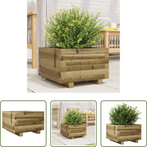 Fioriera in legno -  Fioriera da Giardino 40x40x26,5 cm in Legno di Pino Impregnato