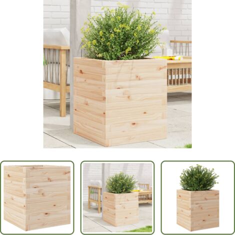 Fioriera in legno -  Fioriera da Giardino 40x40x46 cm in Legno Massello di Pino