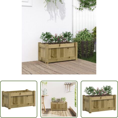 Fioriera in legno -  Fioriera da Giardino 60x31x31 cm in Legno di Pino Impregnato