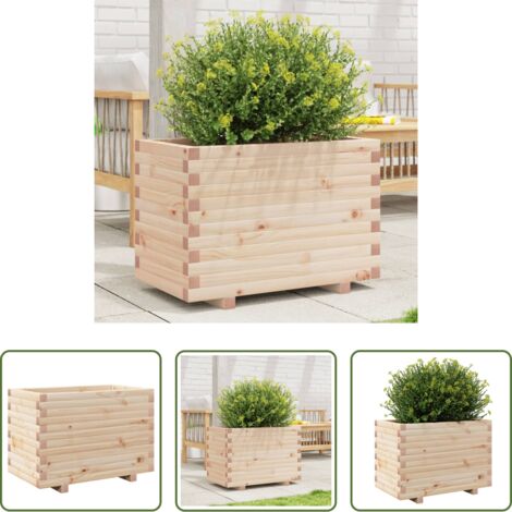 Fioriera in legno -  Fioriera da Giardino 70x40x49,5 cm in Legno Massello di Pino