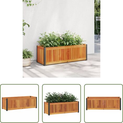 Fioriera in legno -  Fioriera da Giardino 80x30x27,5 cm in Legno Massello di Acacia