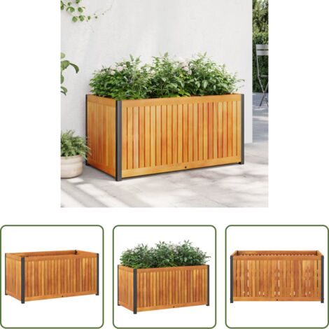 Fioriera in legno -  Fioriera da Giardino 85x45x44 cm in Legno Acacia e Acciaio