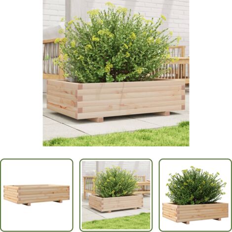 Fioriera in legno -  Fioriera da Giardino 90x60x26,5 cm in Legno Massello di Pino