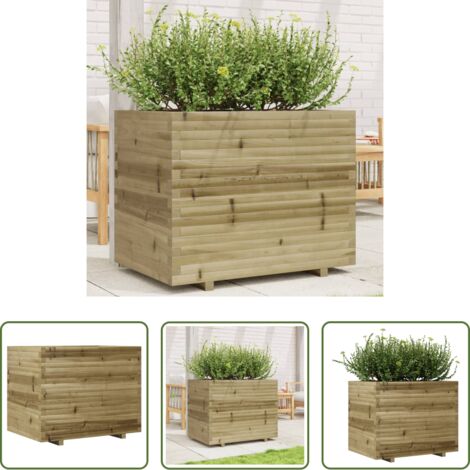 Fioriera in legno -  Fioriera da Giardino 90x60x72,5 cm in Legno di Pino Impregnato