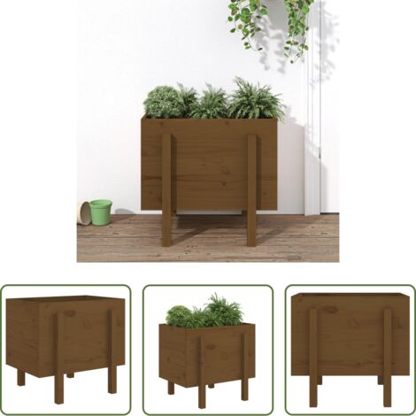 Fioriera in legno -  Fioriera da Giardino Ambra 62x50x57 cm Legno Massello di Pino