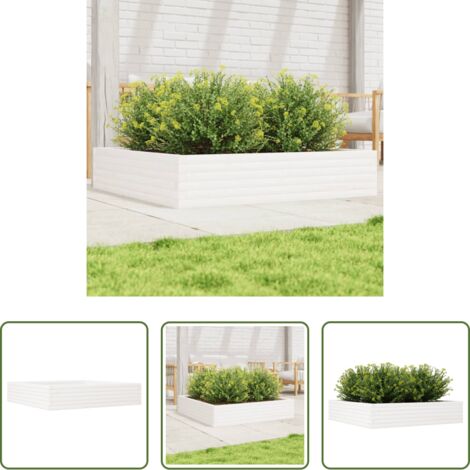 Fioriera in legno -  Fioriera da Giardino Bianca 110x110x23cm Legno Massello di Pino