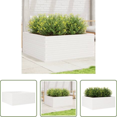 Fioriera in legno -  Fioriera da Giardino Bianca 110x110x46cm Legno Massello di Pino