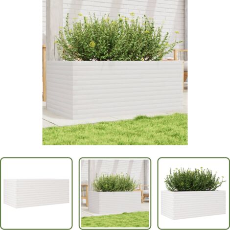 Fioriera in legno -  Fioriera da Giardino Bianca 110x60x46 cm Legno Massello di Pino