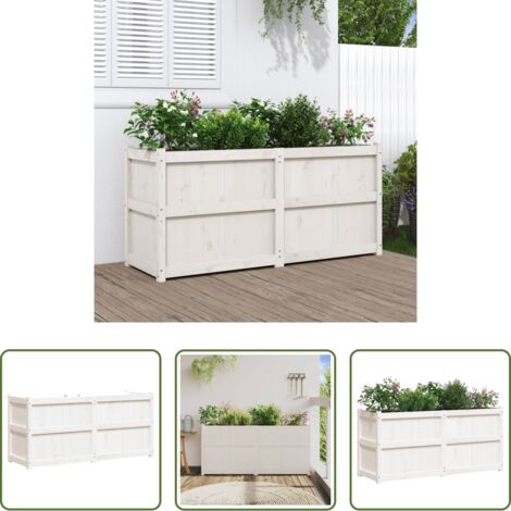 Fioriera in legno -  Fioriera da Giardino Bianca 150x50x70 cm Legno Massello di Pino