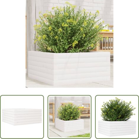 Fioriera in legno -  Fioriera da Giardino Bianca 50x50x23 cm Legno Massello di Pino