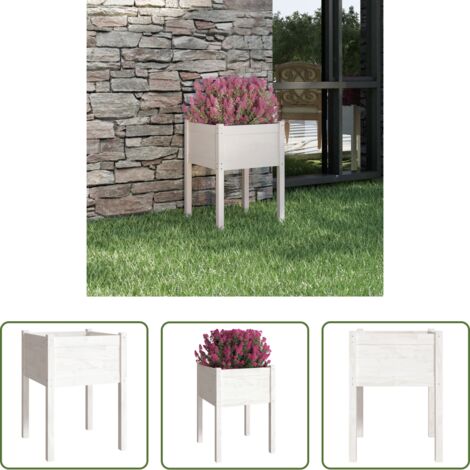 Fioriera in legno -  Fioriera da Giardino Bianca 50x50x70 cm Legno Massello di Pino