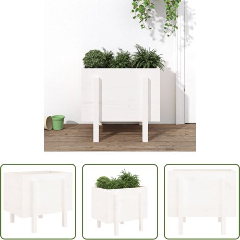 Fioriera in legno -  Fioriera da Giardino Bianca 62x50x57 cm Legno Massello di Pino