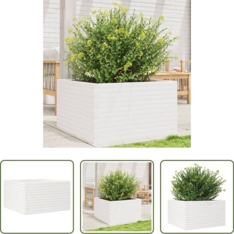 Fioriera in legno -  Fioriera da Giardino Bianca 80x80x45,5cm Legno Massello di Pino