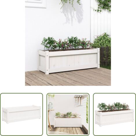 Fioriera in legno -  Fioriera da Giardino Bianca 90x31x31 cm Legno Massello di Pino