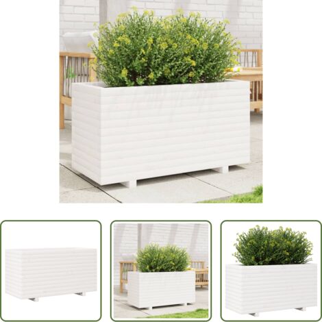 Fioriera in legno -  Fioriera da Giardino Bianca 90x40x49,5cm Legno Massello di Pino