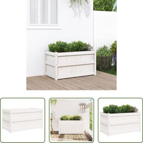 Fioriera in legno -  Fioriera da Giardino Bianca 90x50x50 cm Legno Massello di Pino