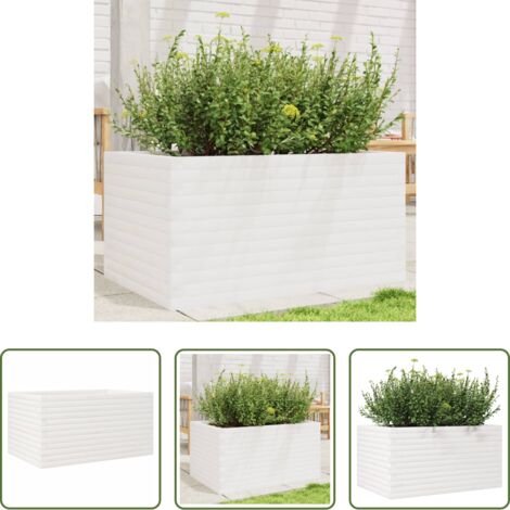 Fioriera in legno -  Fioriera da Giardino Bianca 90x60x45,5cm Legno Massello di Pino