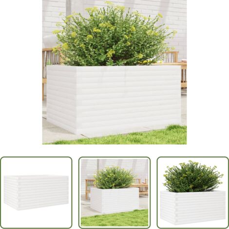 Fioriera in legno -  Fioriera da Giardino Bianca 90x60x46 cm Legno Massello di Pino