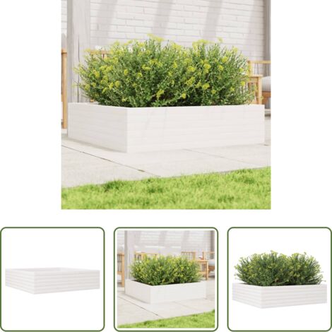 Fioriera in legno -  Fioriera da Giardino Bianca 90x90x23 cm Legno Massello di Pino
