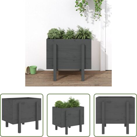 Fioriera in legno -  Fioriera da Giardino Grigia 62x50x57 cm Legno Massello di Pino