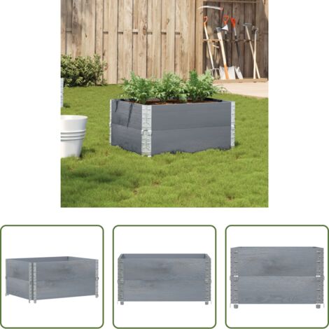 Fioriera in legno -  Fioriera da Giardino Grigia 80x60 cm Legno Massello di Pino