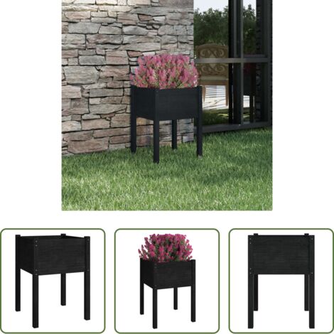 Fioriera in legno -  Fioriera da Giardino Nera 50x50x70 cm Legno Massello di Pino
