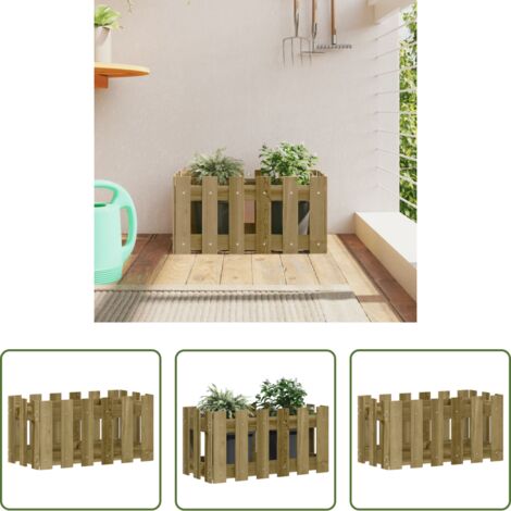 Fioriera in legno -  Fioriera Giardino a Recinzione 60x30x30 cm in Pino Impregnato