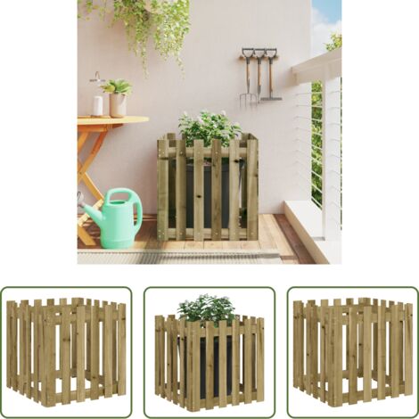 Fioriera in legno -  Fioriera Giardino a Recinzione 60x60x60 cm in Pino Impregnato