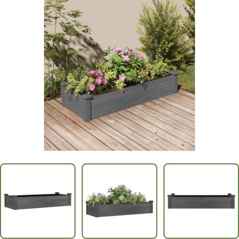 Fioriera in legno -  Fioriera Giardino con Fodera Grigia 120x45x25cm Massello Abete