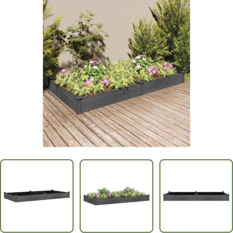 Fioriera in legno -  Fioriera Giardino con Fodera Grigia 240x120x25cm Massello Abete