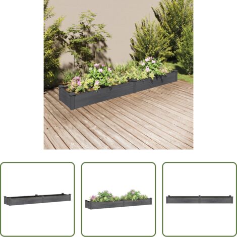 Fioriera in legno -  Fioriera Giardino con Fodera Grigia 240x45x25 cm Massello Abete
