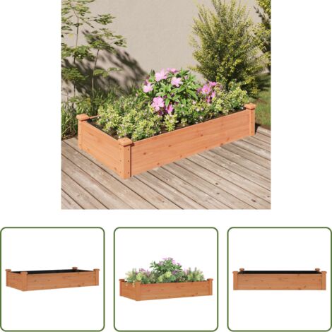 Fioriera in legno -  Fioriera Giardino con Fodera Marrone 120x60x25cm Massello Abete