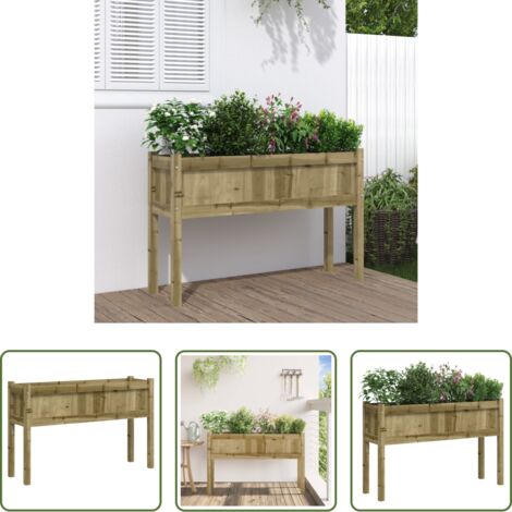 Fioriera in legno -  Fioriera Giardino con Gambe 110x31x70 cm Legno Pino Impregnato