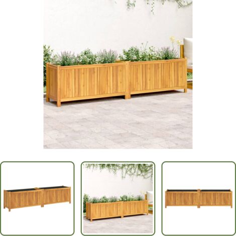 Fioriera in legno -  Fioriera Giardino con Rivestimento 199x38,5x50 Massello Acacia