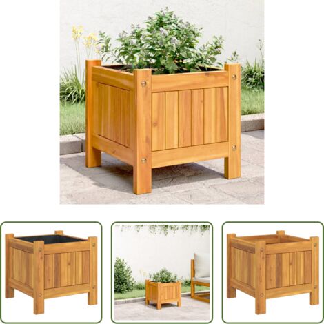 Fioriera in legno -  Fioriera Giardino con Rivestimento 31x31x30 cm Massello Acacia