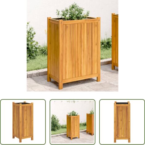 Fioriera in legno -  Fioriera Giardino con Rivestimento 31x31x75 cm Massello Acacia