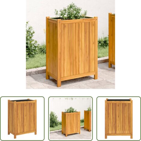 Fioriera in legno -  Fioriera Giardino con Rivestimento 54x31x75 cm Massello Acacia