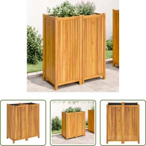 Fioriera in legno -  Fioriera Giardino con Rivestimento 84x42x100 cm Massello Acacia