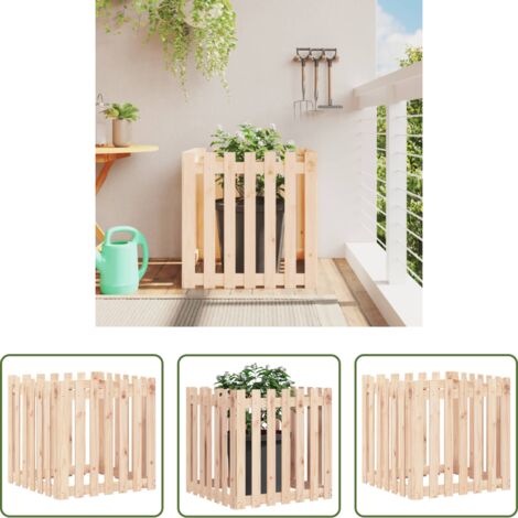 Fioriera in legno -  Fioriera Giardino Design a Recinzione 70x70x70 cm Massello Pino