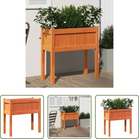 Fioriera in legno -  Fioriera Giardino Gambe Marrone Cera 70x31x70 cm Massello Pino