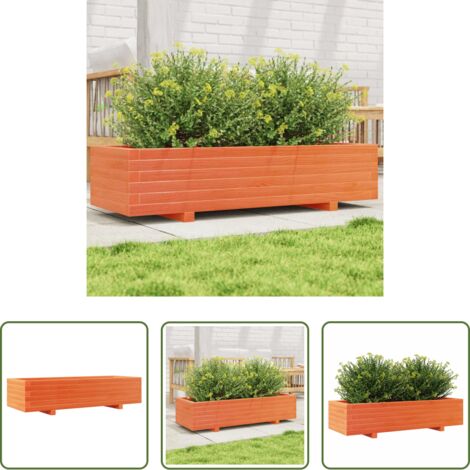 Fioriera in legno -  Fioriera Giardino Marrone Cera 110x40x26,5 cm in Legno di Pino