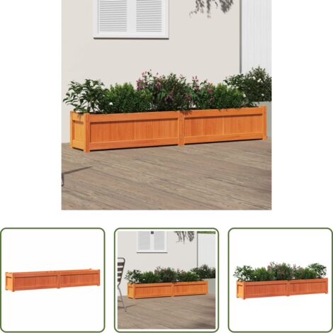 Fioriera in legno -  Fioriera Giardino Marrone Cera 180x31x31 cm Legno Massello Pino
