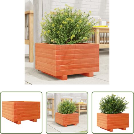 Fioriera in legno -  Fioriera Giardino Marrone Cera 40x40x26,5cm Legno Massello Pino