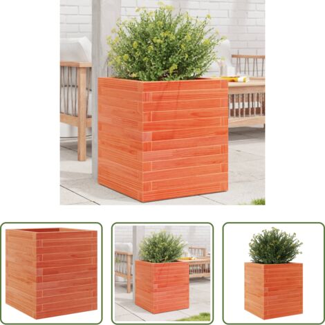 Fioriera in legno -  Fioriera Giardino Marrone Cera 40x40x46 cm Legno Massello Pino